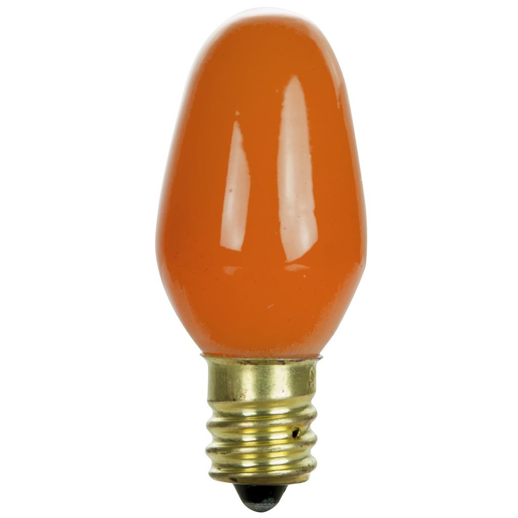 Sunlite 01270-SU 7W C7 Orange Incandescent Light Bulb