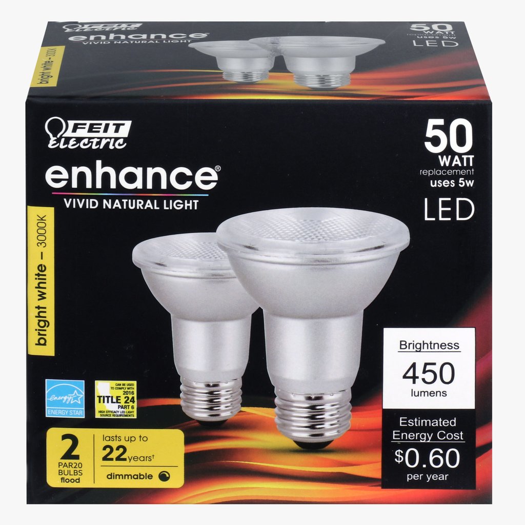 Feit Electric PAR20DM/930CA/2 5W PAR20 Bright White LED Light Bulb