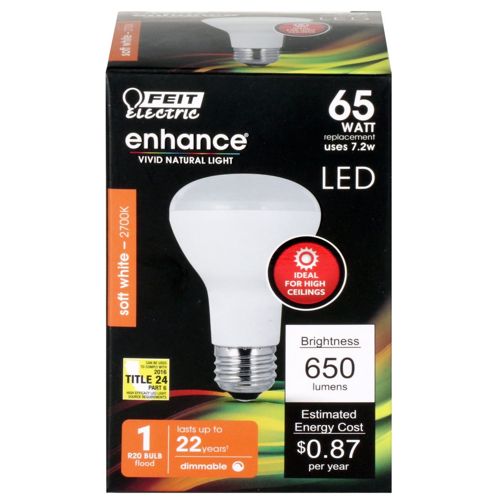 Feit Electric R20DMHO/927CA 7.2W R20 Soft White LED Light Bulb