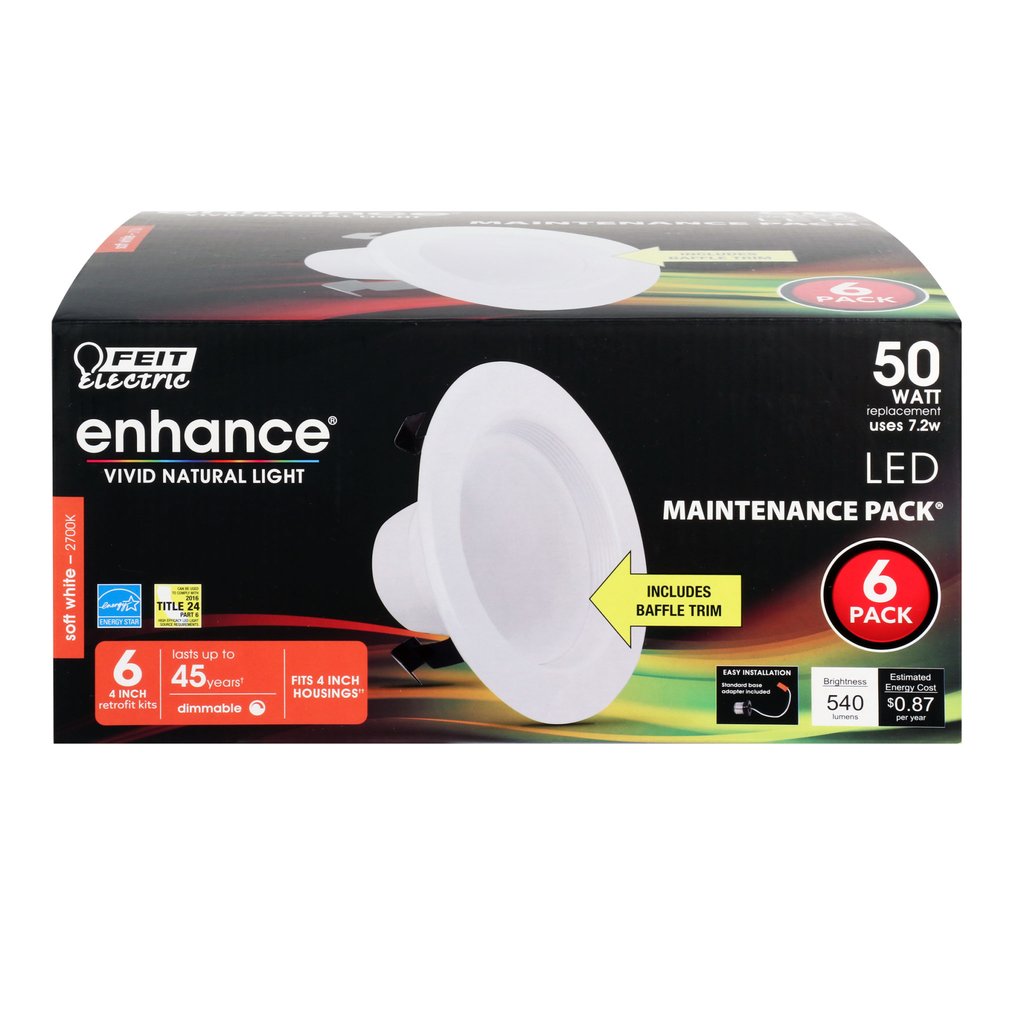 Feit Electric LEDR4B/927CA/MP/6 7.2W 4" Round LED Downlight Dimmable
