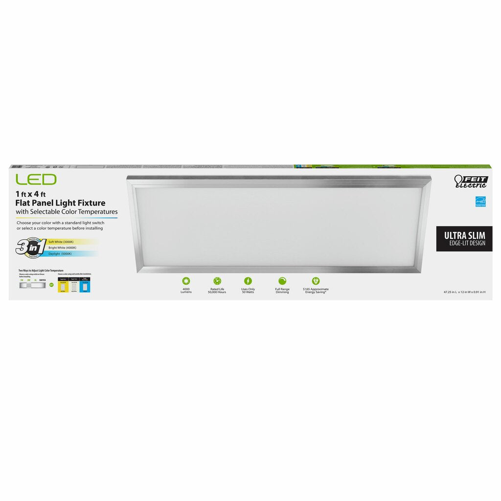 Feit Electric FP1X4/6WY/NK 50W LED Flat Panel Dimmable Fixture 4000