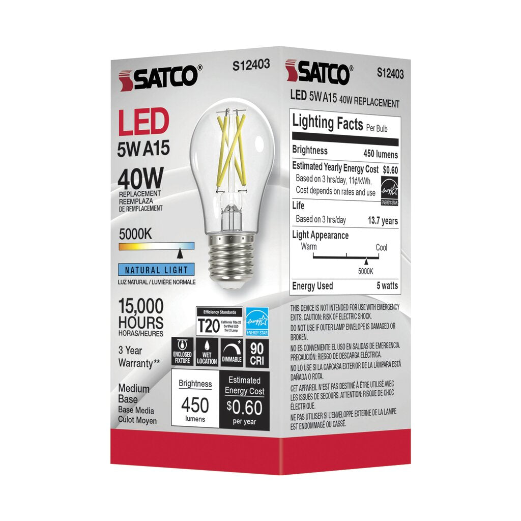 Satco S12403 5W A15 LED Light Bulb