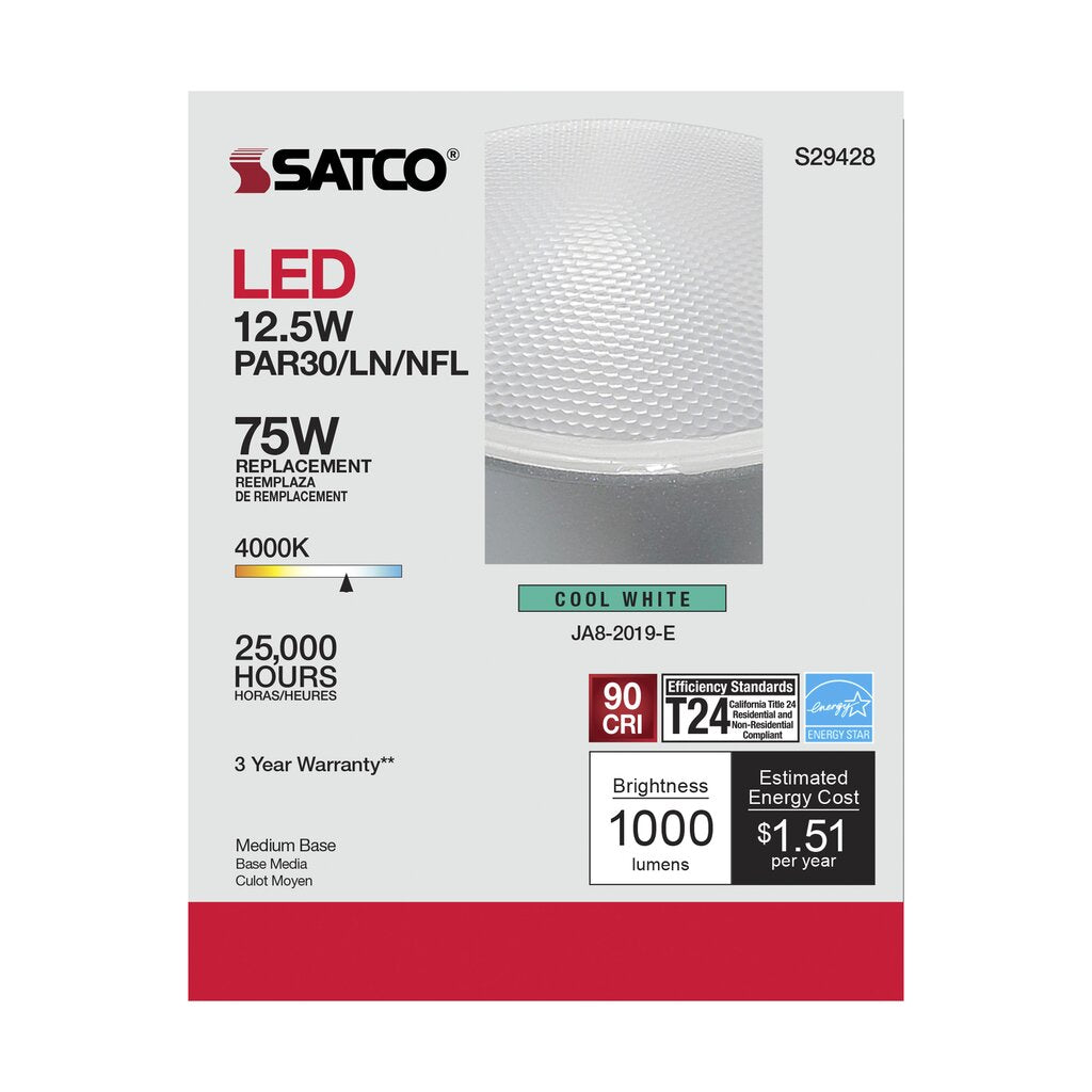 Satco S29428 12.5W PAR30 Long LED Light Bulb