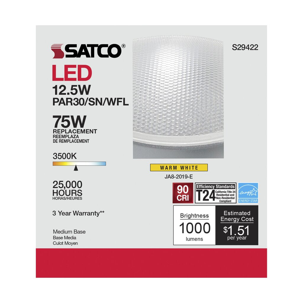 Satco S29422 12.5W PAR30 Short LED Light Bulb