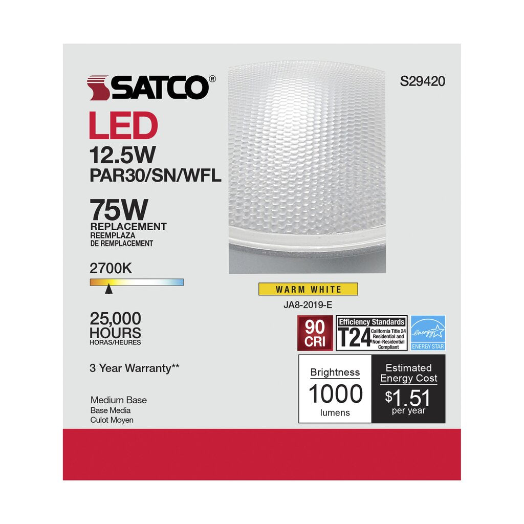 Satco S29420 12.5W PAR30 Short LED Light Bulb