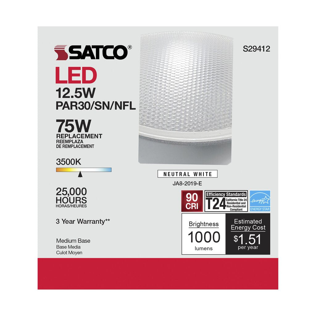Satco S29412 12.5W PAR30 Short LED Light Bulb