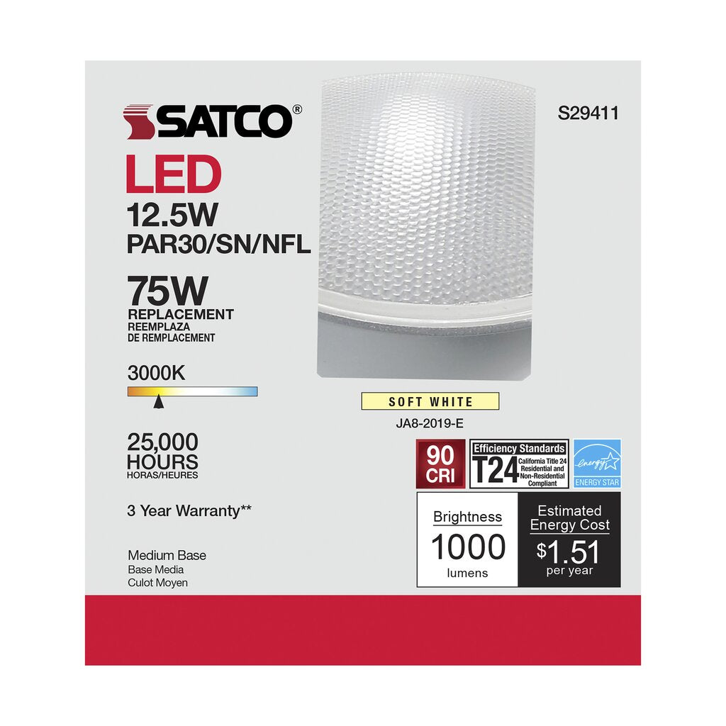 Satco S29411 12.5W PAR30 Short LED Light Bulb