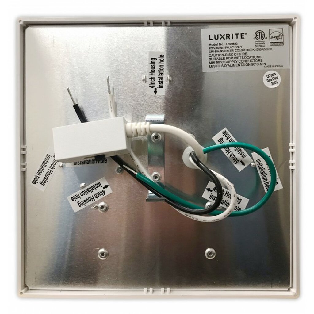 Luxrite LR23593 15W LED Slim Dimmable Fixture LED15/SLIM6/3CCT/W/SQ