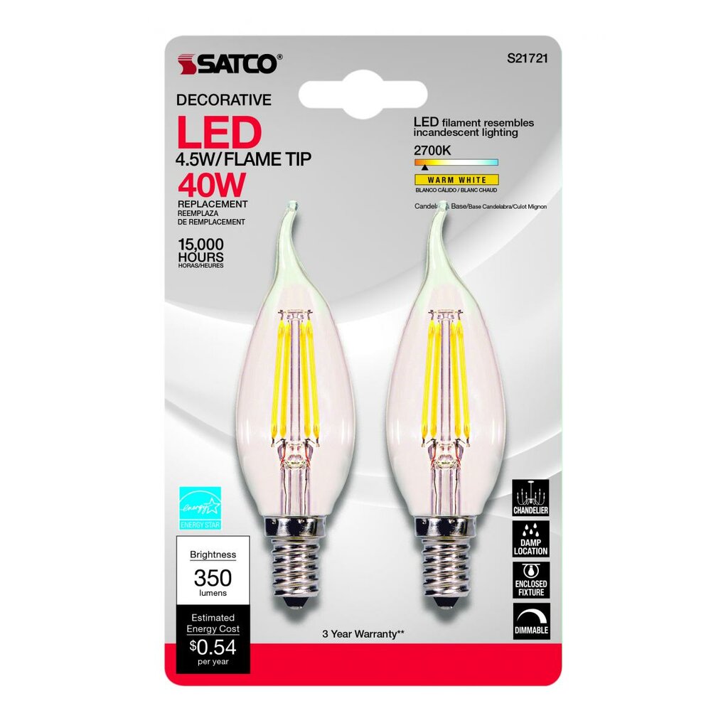 Satco S21721 4.5W CA10 LED Light Bulb