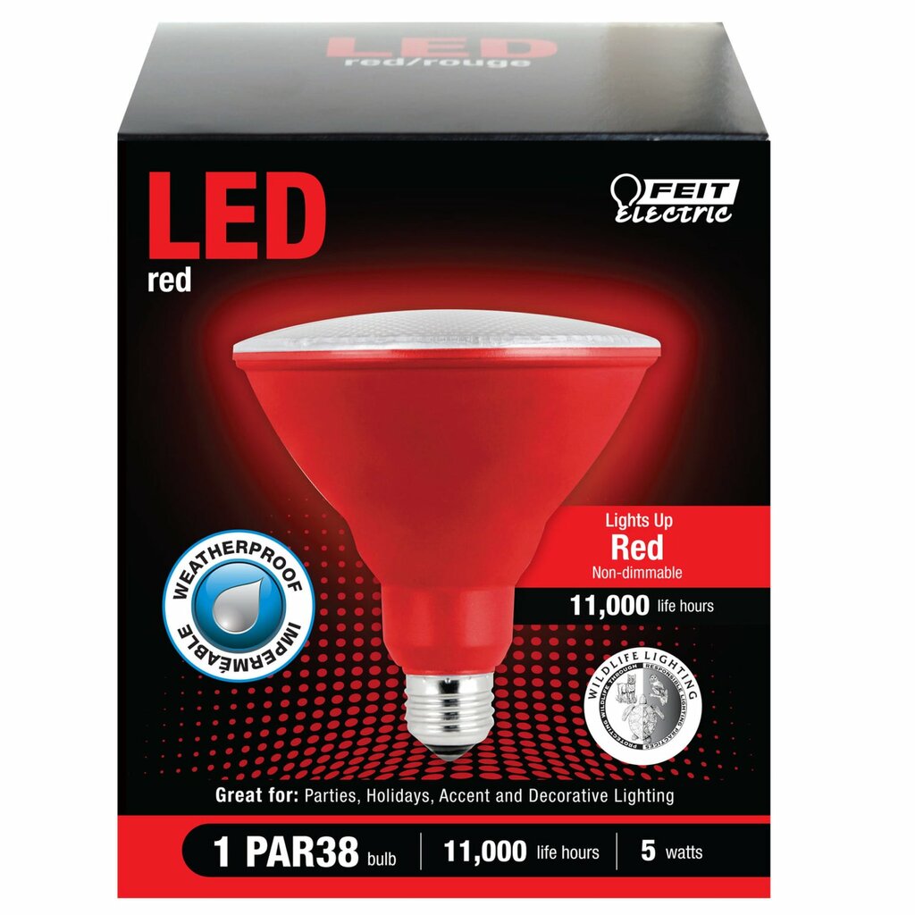 Feit Electric PAR38/R/10KLED/BX 5W PAR38 Red LED Light Bulb
