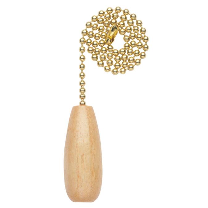 Westinghouse 7708700 Natural Finish Wooden Handle Polished Brass Chain