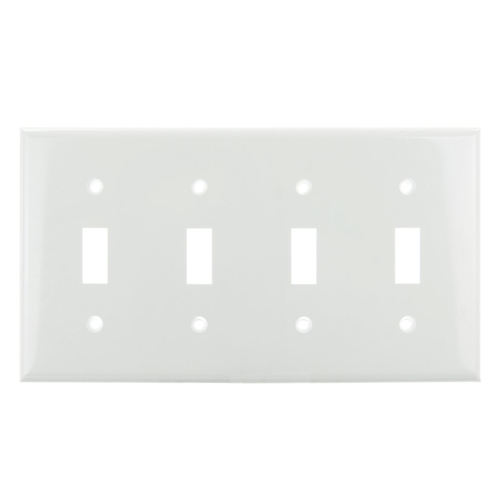Sunlite 50537-SU Wall Plate E104/W 4 Gang Toggle Switch Plate White