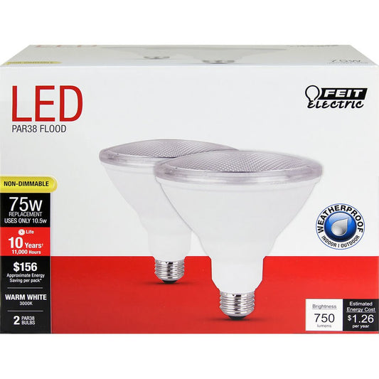 Feit Electric PAR3875/10KLED/2 10.5W PAR38 Warm White LED Light Bulb