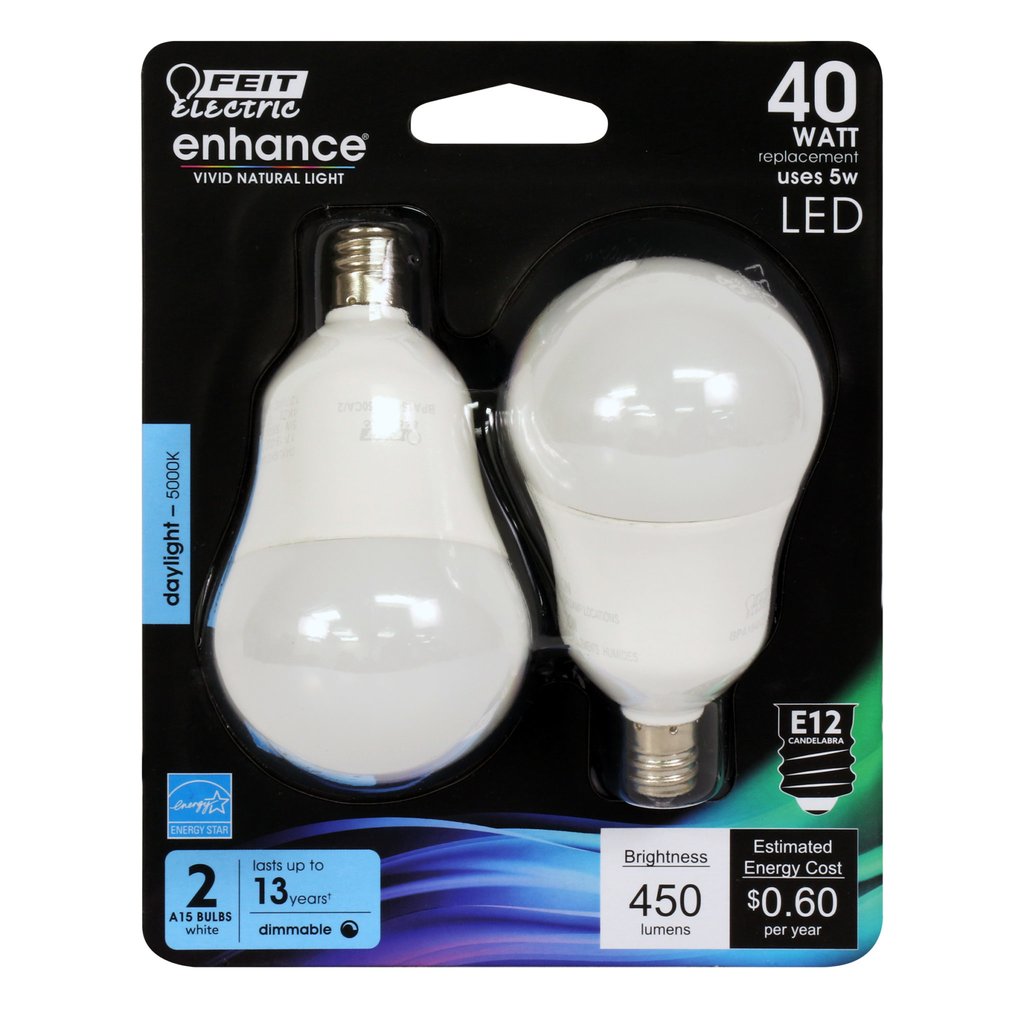 Feit Electric BPA1540C/950CA/2 5W A15 Daylight LED Light Bulb