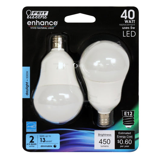 Feit Electric BPA1540C/950CA/2 5W A15 Daylight LED Light Bulb