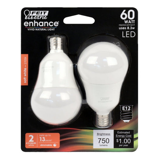 12 pack - Feit Electric BPA1560C/927CA/2 8.3W A15 Soft White LED