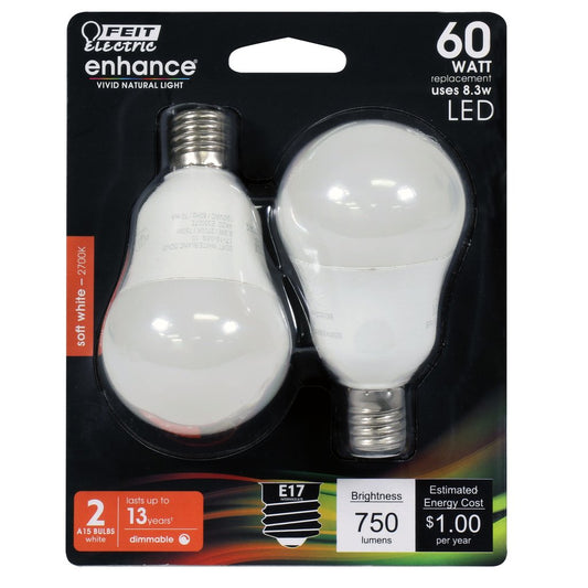 Feit Electric BPA1560N/927CA/2 8.3W A15 Soft White LED Light Bulb