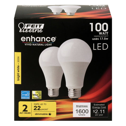 Feit Electric OM100DM/930CA/2 17.5W A21 Bright White LED Light Bulb