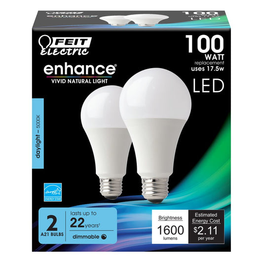 Feit Electric OM100DM/950CA/2 17.5W A19 Daylight LED Light Bulb