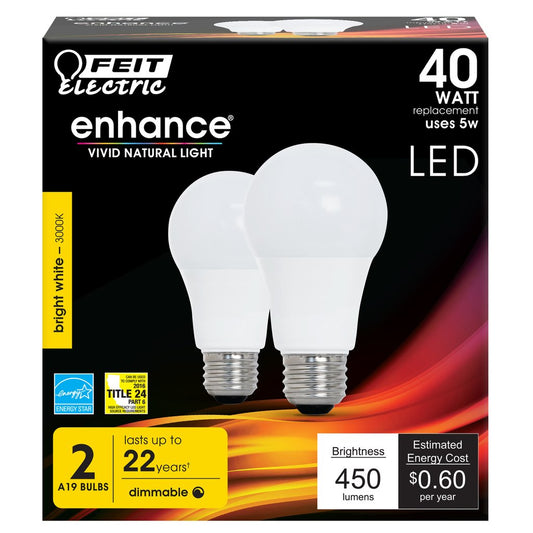 24 pack - Feit Electric OM40DM/930CA/4 5W A19 Bright White LED