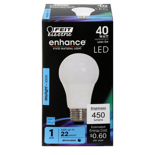 Feit Electric OM40DM/950CA 5W A19 Daylight LED Light Bulb