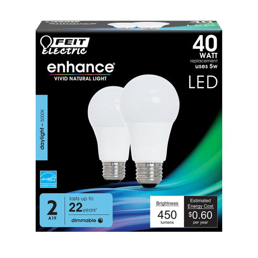 Feit Electric OM40DM/950CA/2 5W A19 Daylight LED Light Bulb
