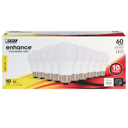 Feit Electric OM60/930CA10K/10 10.6W A19 Bright White LED Light Bulb
