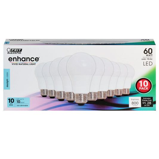 Feit Electric OM60/950CA10K/10 10.6W A19 Daylight LED Light Bulb