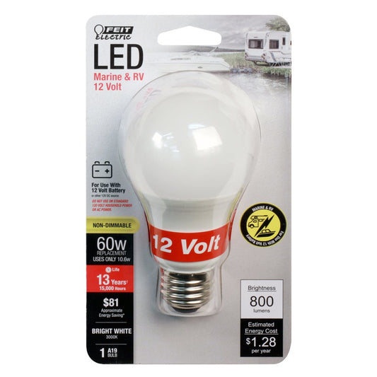 Feit Electric BPOM60/930CA/LED-12 8.8W A19 Bright White 12 VOLT LED