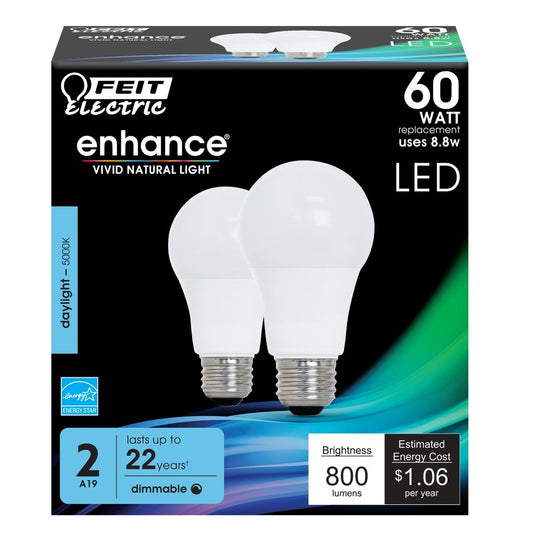 Feit Electric OM60DM/950CA/2 8.8W A19 Daylight LED Light Bulb