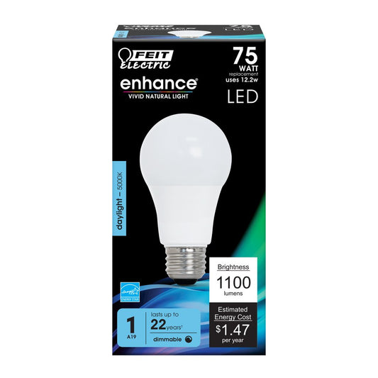 Feit Electric OM75DM/950CA 12.2W A19 Daylight LED Light Bulb