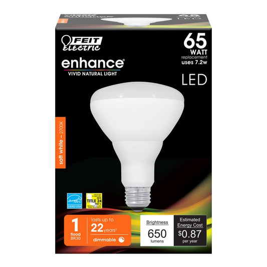 Feit Electric BR30DM/927CA 7.2W BR30 Soft White LED Light Bulb