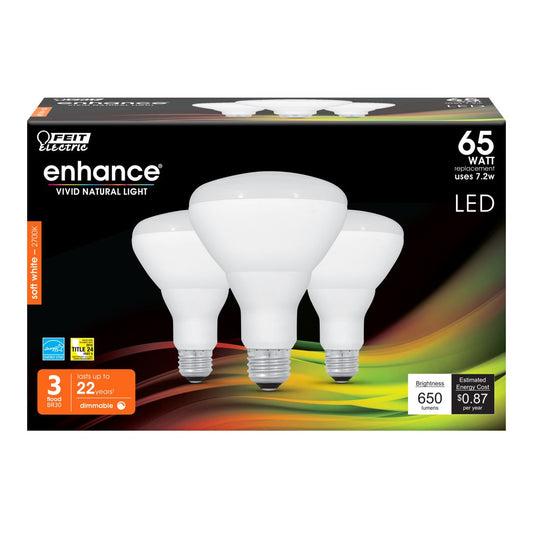3 pack - Feit Electric BR30DM/927CA/3 7.2W BR30 Soft White LED