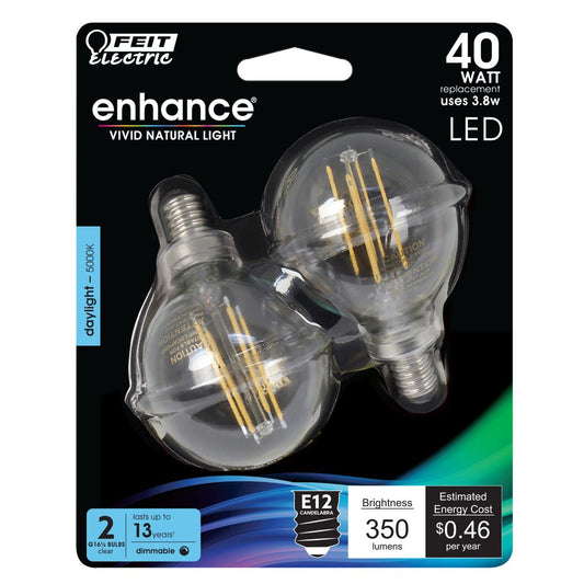 Feit Electric BPG1640/950CA/FIL/2 3.8W G16.5 Daylight LED Light Bulb