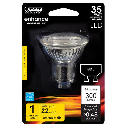 Feit Electric BPMR16/GU10/930CA 4W MR16 Bright White LED Light Bulb