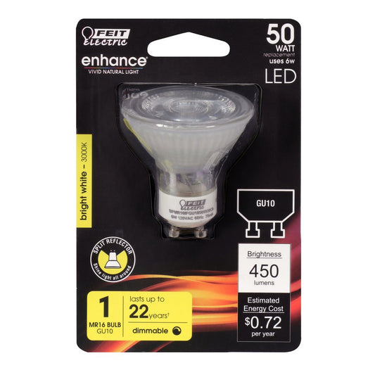 Feit Electric BPMR16IFGU10500930CA 6W MR16 Bright White LED Light Bulb