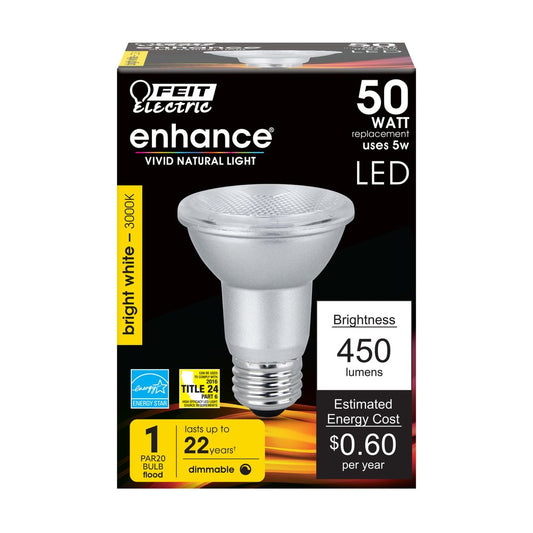 Feit Electric PAR20DM/930CA 5W PAR20 Bright White LED Light Bulb