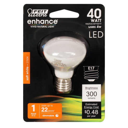 Feit Electric BPR14DMN/927CA 4W R14 Soft White LED Light Bulb