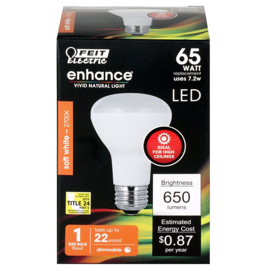 Feit Electric R20DMHO/927CA 7.2W R20 Soft White LED Light Bulb