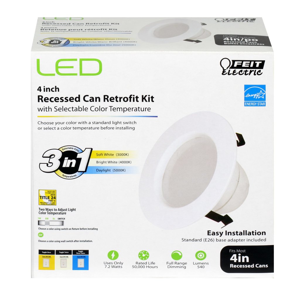 Feit Electric LEDR4/4WYCA 7.2W 4" Round LED Downlight Dimmable Fixture