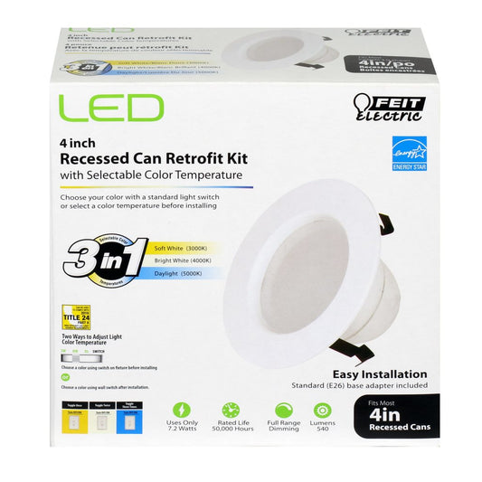 6 pack - Feit Electric LEDR4/4WYCA 7.2W 4" Round LED Downlight