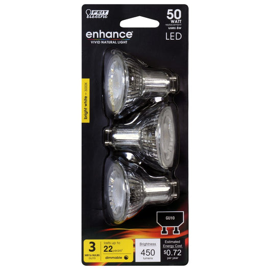 Feit Electric BPMR16GU10500930CA/3 6W MR16 Bright White LED Light Bulb