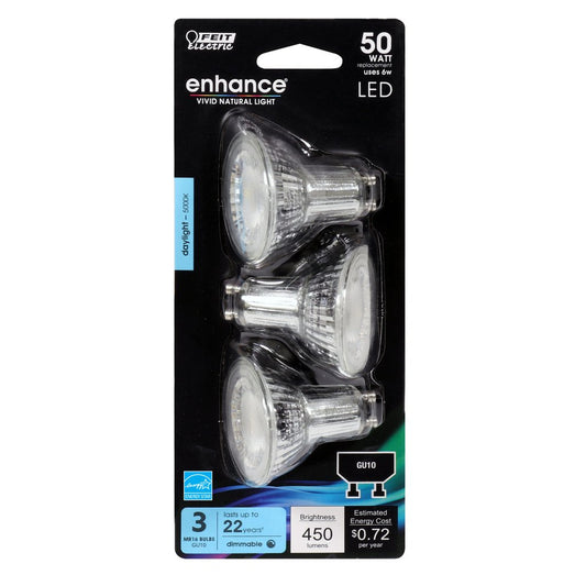 3 pack - Feit Electric BPMR16GU10500950CA/3 6W MR16 Daylight LED