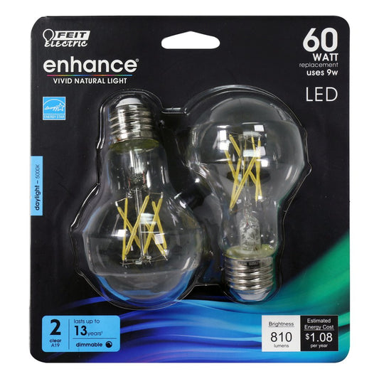 Feit Electric BPA1960CL950CA/FIL/2 9W A19 Daylight LED Light Bulb