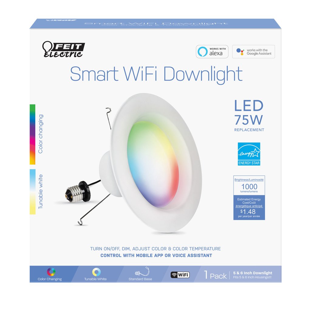 Feit Electric LEDR6/RGBW/AG 11.1W LED Dimmable Fixture 6" RGBW Smart