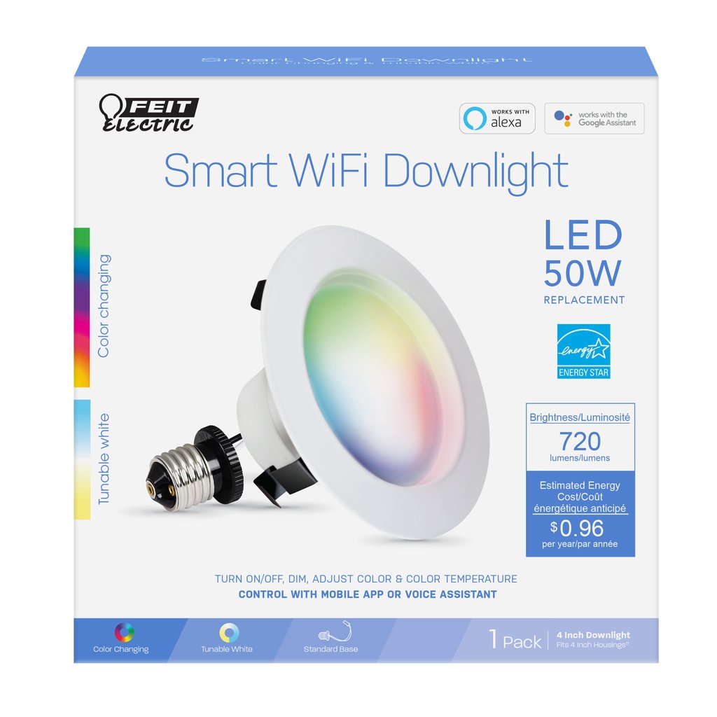Feit Electric LEDR4/RGBW/AG 8W LED Dimmable Fixture 4" RGBW Alexa