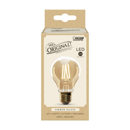 Feit Electric AT19/VG/LED 4W A19 Warm Amber LED Light Bulb