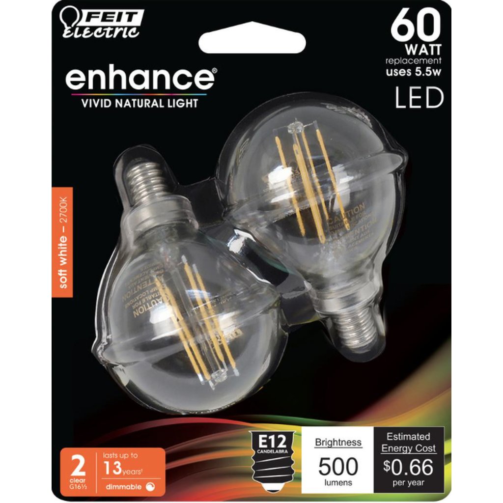Feit Electric BPG1660927CAFIL/2/RP 5.5W G16.5 LED Light Bulb