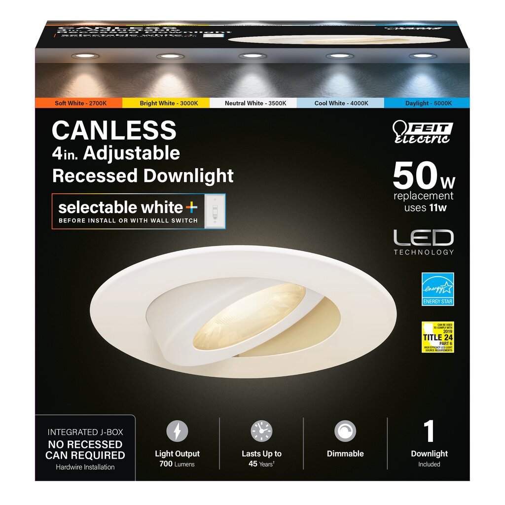 Feit Electric LEDR4XT/ADJ/6WYCA 11W LED Adjustable Dimmable Fixture 4