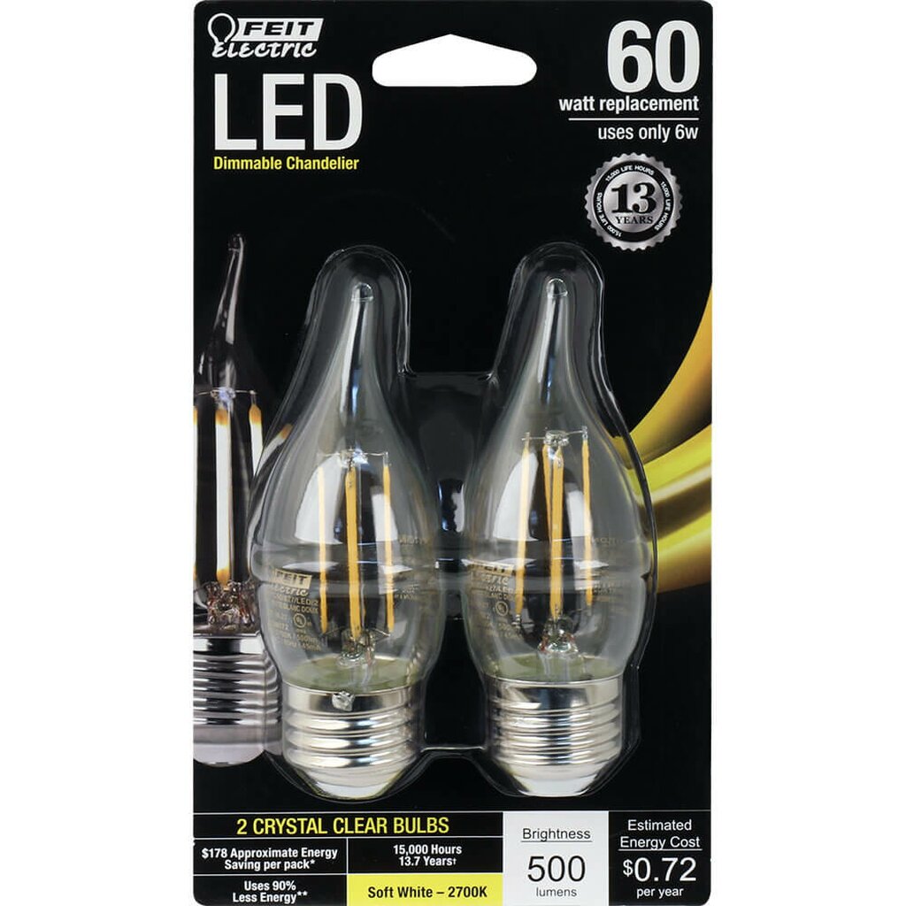Feit Electric BPEFC60/827/LED/2 5.5W CA11 LED Light Bulb